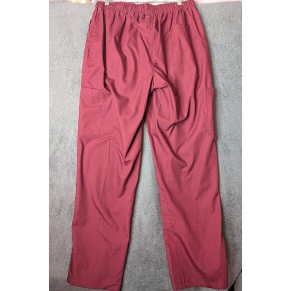 DAGACCI unisex cargo scrub pants XL Burgundy drawstring NWOT - Picture 6 of 8